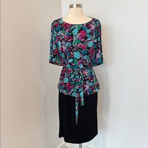 Vicky Tiel Vintage Floral Dress, Sz XL